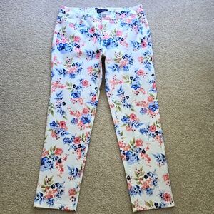 Talbots Simply Flattering Five Pocket Jean Denim Floral Print Spring Women 12